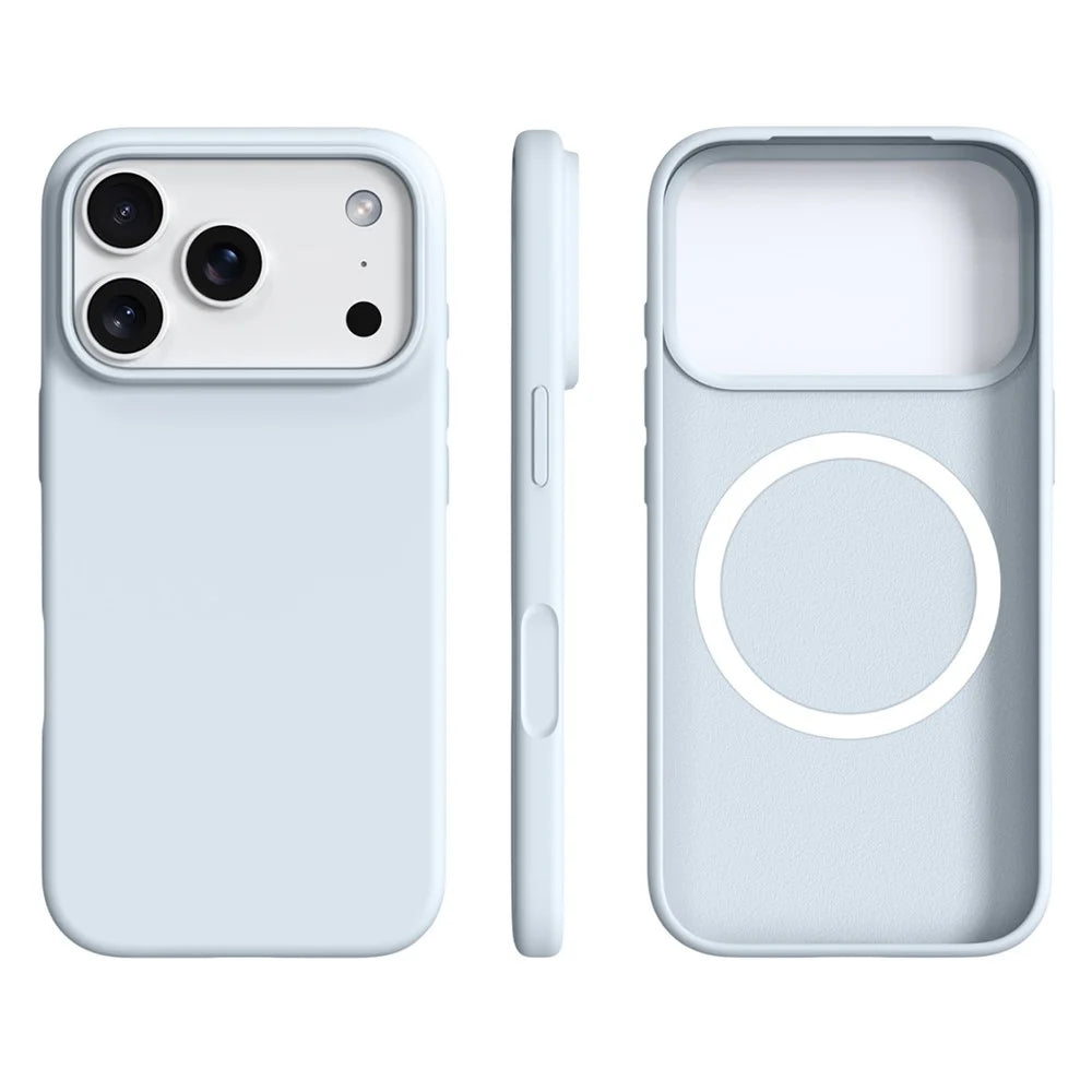 For iPhone 18 Pro Max / 17 Pro Max Case Compatible with MagSafe Ultra Thin Liquid Silicone + PC Phone Cover - Glacier Blue - 1
