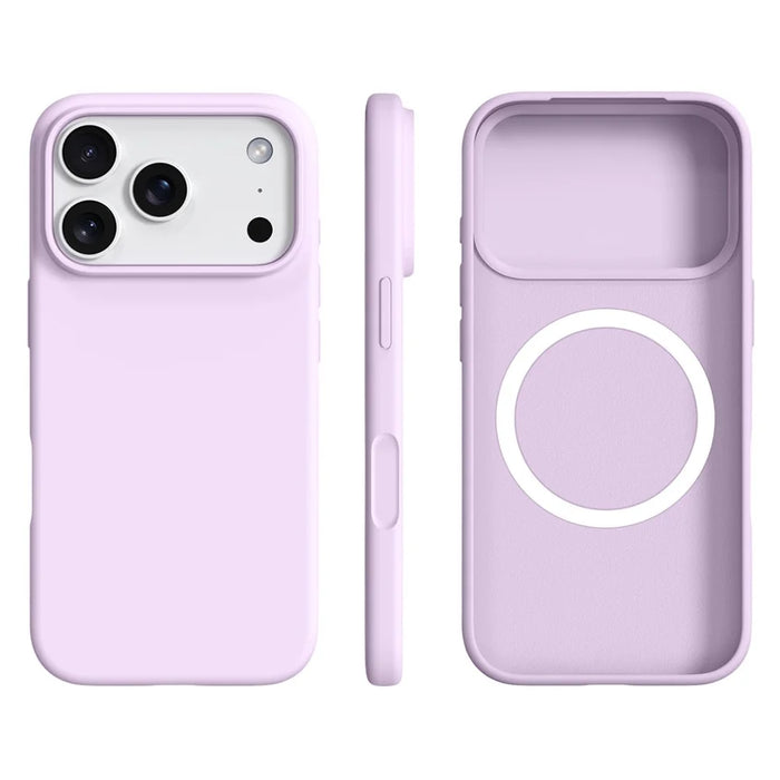 For iPhone 18 Pro / 17 Pro Case Compatible with MagSafe Ultra Thin Liquid Silicone + PC Phone Cover - Bean Purple - 1