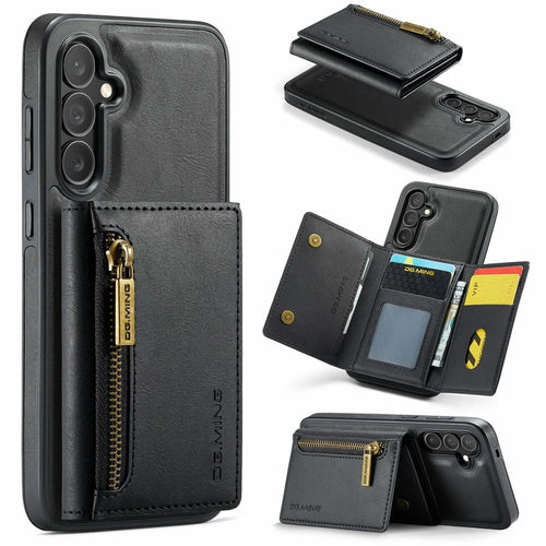 DG.MING M5 Series For Samsung Galaxy S25 FE Case Detachable Magnetic Leather Phone Cover with Card Slots - Black - 1