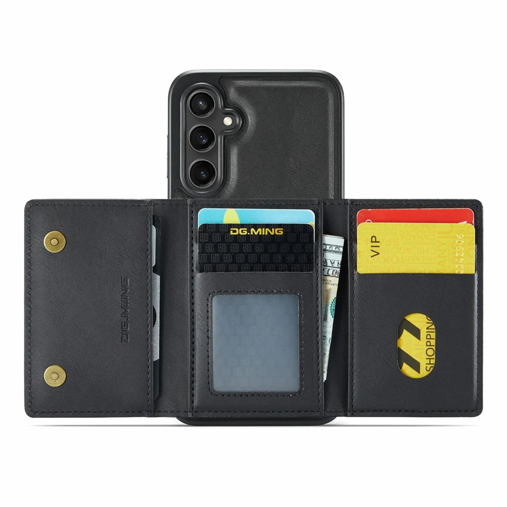 DG.MING M5 Series For Samsung Galaxy S25 FE Case Detachable Magnetic Leather Phone Cover with Card Slots - Black - 2