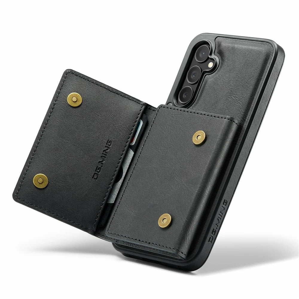DG.MING M5 Series For Samsung Galaxy S25 FE Case Detachable Magnetic Leather Phone Cover with Card Slots - Black - 3