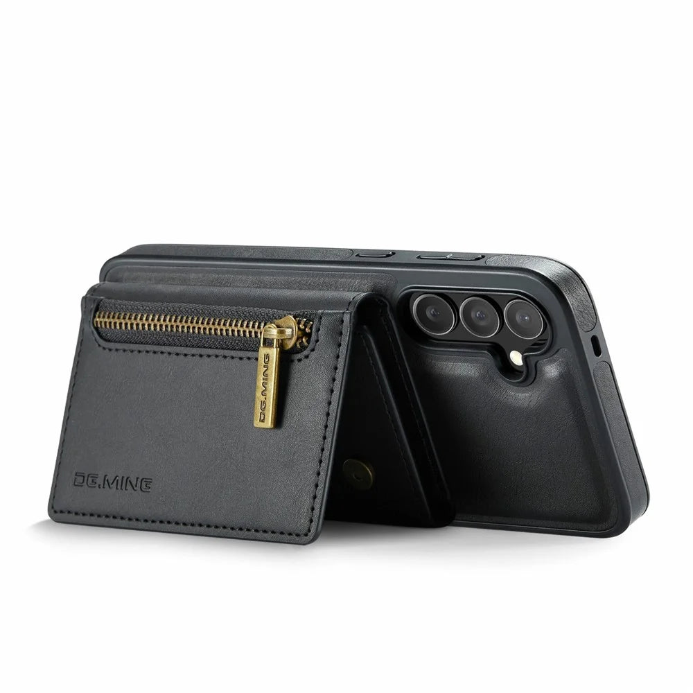 DG.MING M5 Series For Samsung Galaxy S25 FE Case Detachable Magnetic Leather Phone Cover with Card Slots - Black - 4