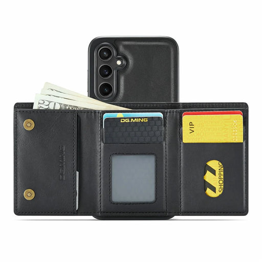 DG.MING M6 Series For Samsung Galaxy S25 FE Case Magnetic Wallet PU + PC + TPU Phone Cover - Black - 2
