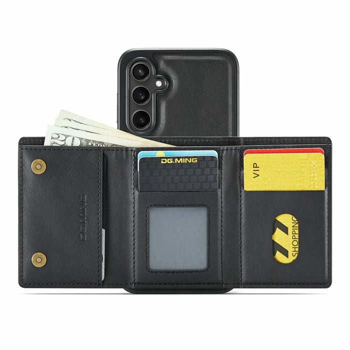 DG.MING M6 Series For Samsung Galaxy S25 FE Case Magnetic Wallet PU + PC + TPU Phone Cover - Black - 2