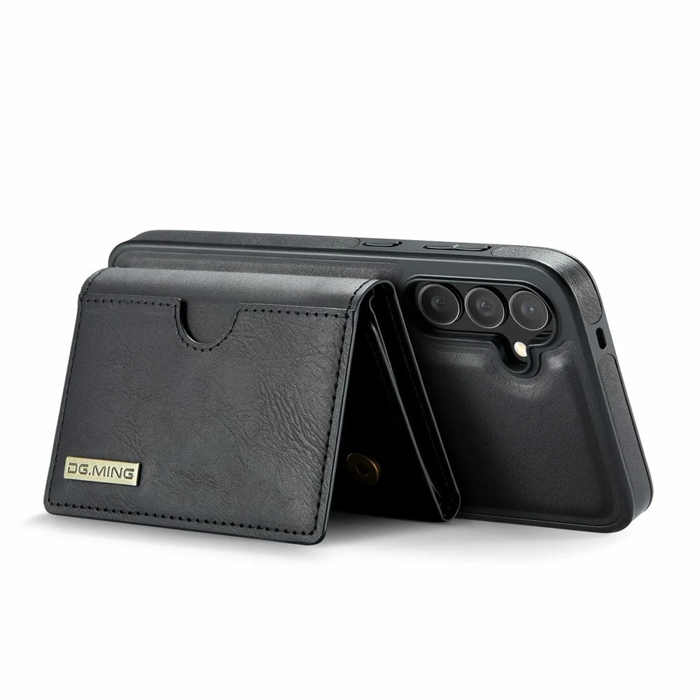 DG.MING M6 Series For Samsung Galaxy S25 FE Case Magnetic Wallet PU + PC + TPU Phone Cover - Black - 4