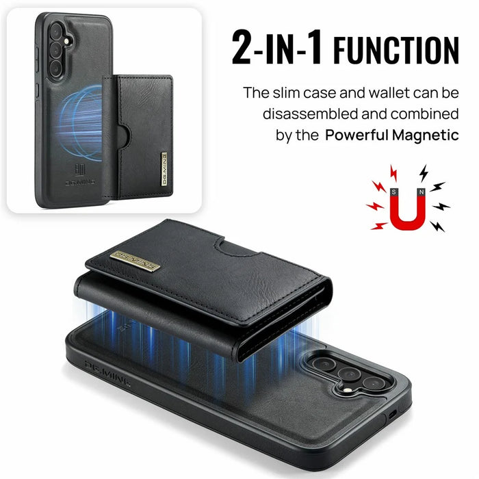 DG.MING M6 Series For Samsung Galaxy S25 FE Case Magnetic Wallet PU + PC + TPU Phone Cover - Black - 6