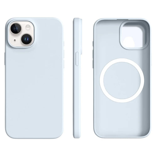 For iPhone 15 Case Compatible with MagSafe Ultra Thin Liquid Silicone + PC Phone Cover - Glacier Blue - 1