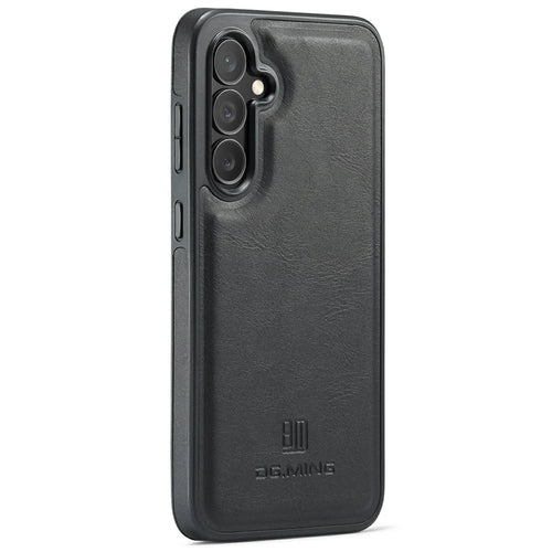 DG.MING For Samsung Galaxy S25 FE Case Anti-Drop Leather Coated PC+TPU Phone Back Cover - Black - 1