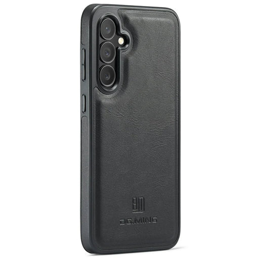 DG.MING For Samsung Galaxy S25 FE Case Anti-Drop Leather Coated PC+TPU Phone Back Cover - Black - 1
