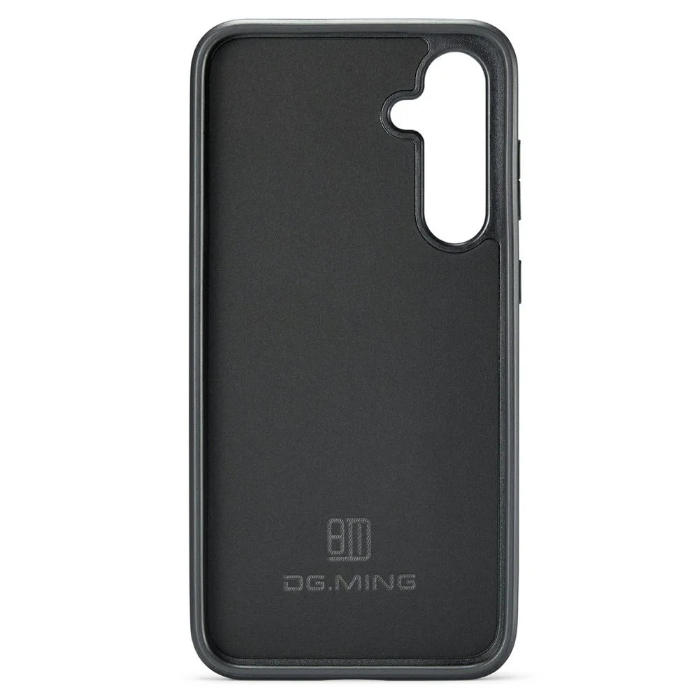 DG.MING For Samsung Galaxy S25 FE Case Anti-Drop Leather Coated PC+TPU Phone Back Cover - Black - 3