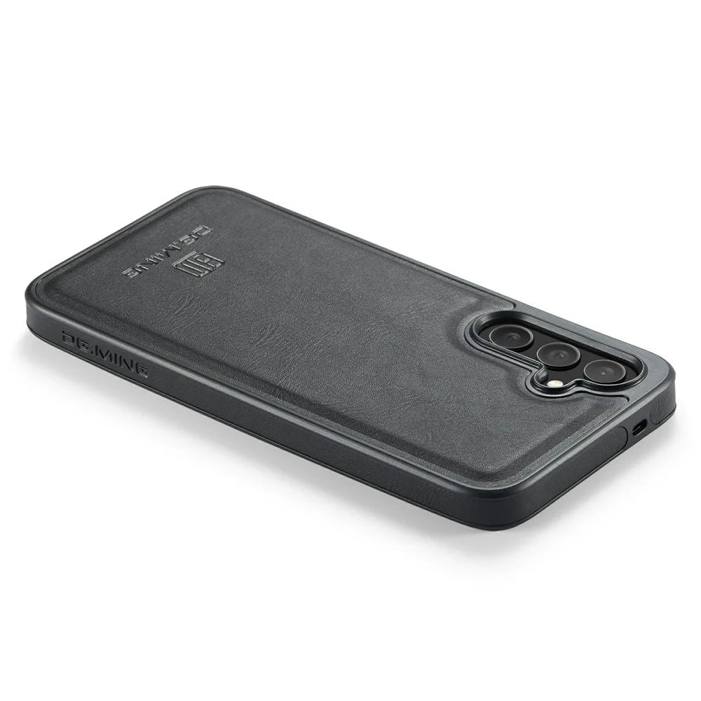 DG.MING For Samsung Galaxy S25 FE Case Anti-Drop Leather Coated PC+TPU Phone Back Cover - Black - 5