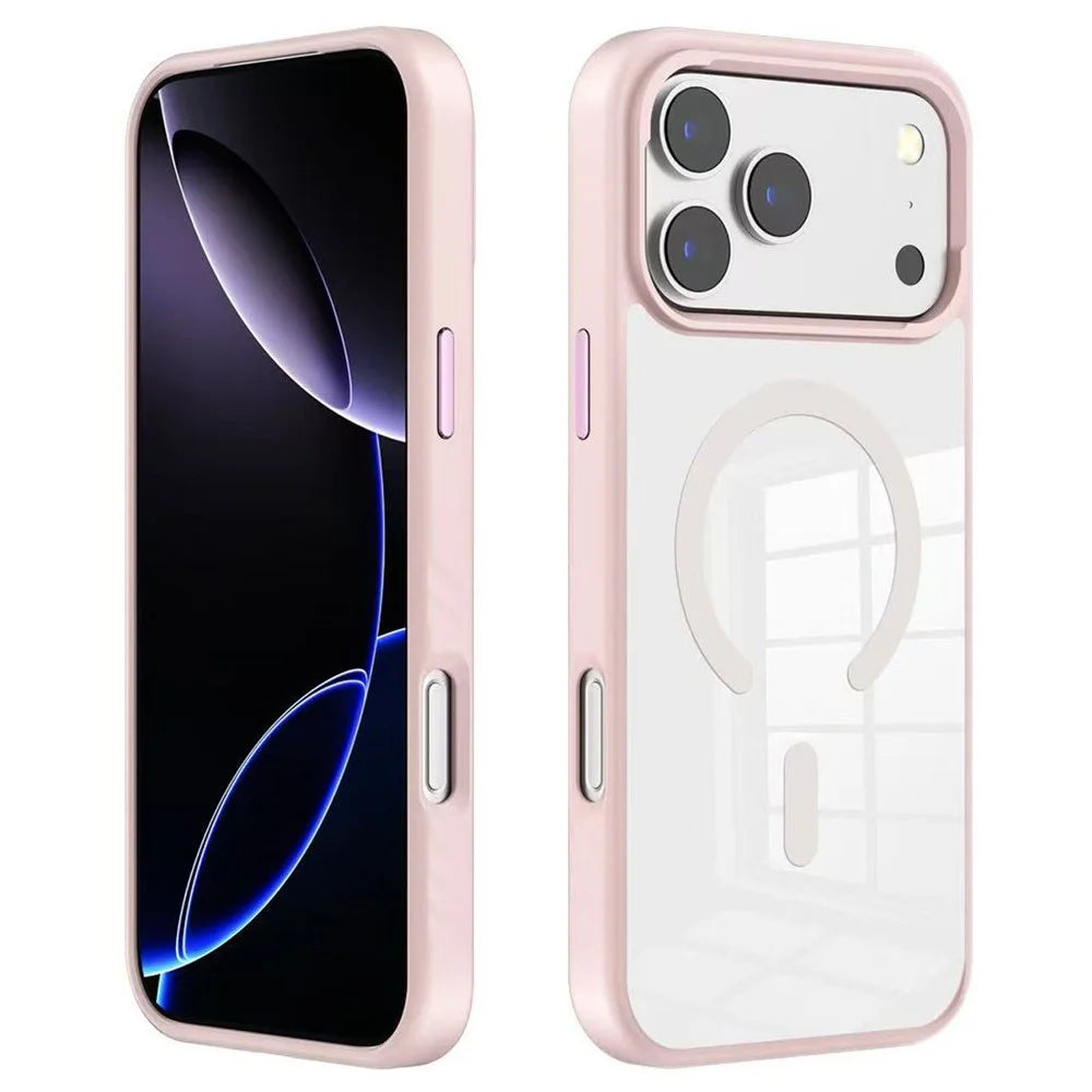 For iPhone 18 Pro Max / 17 Pro Max Case Compatible with MagSafe TPU + PC Shockproof Phone Back Cover - Pink - 1