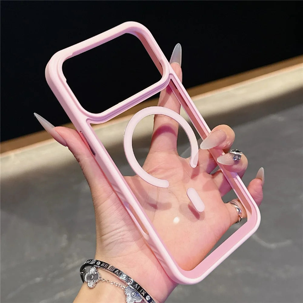 For iPhone 18 Pro Max / 17 Pro Max Case Compatible with MagSafe TPU + PC Shockproof Phone Back Cover - Pink - 3