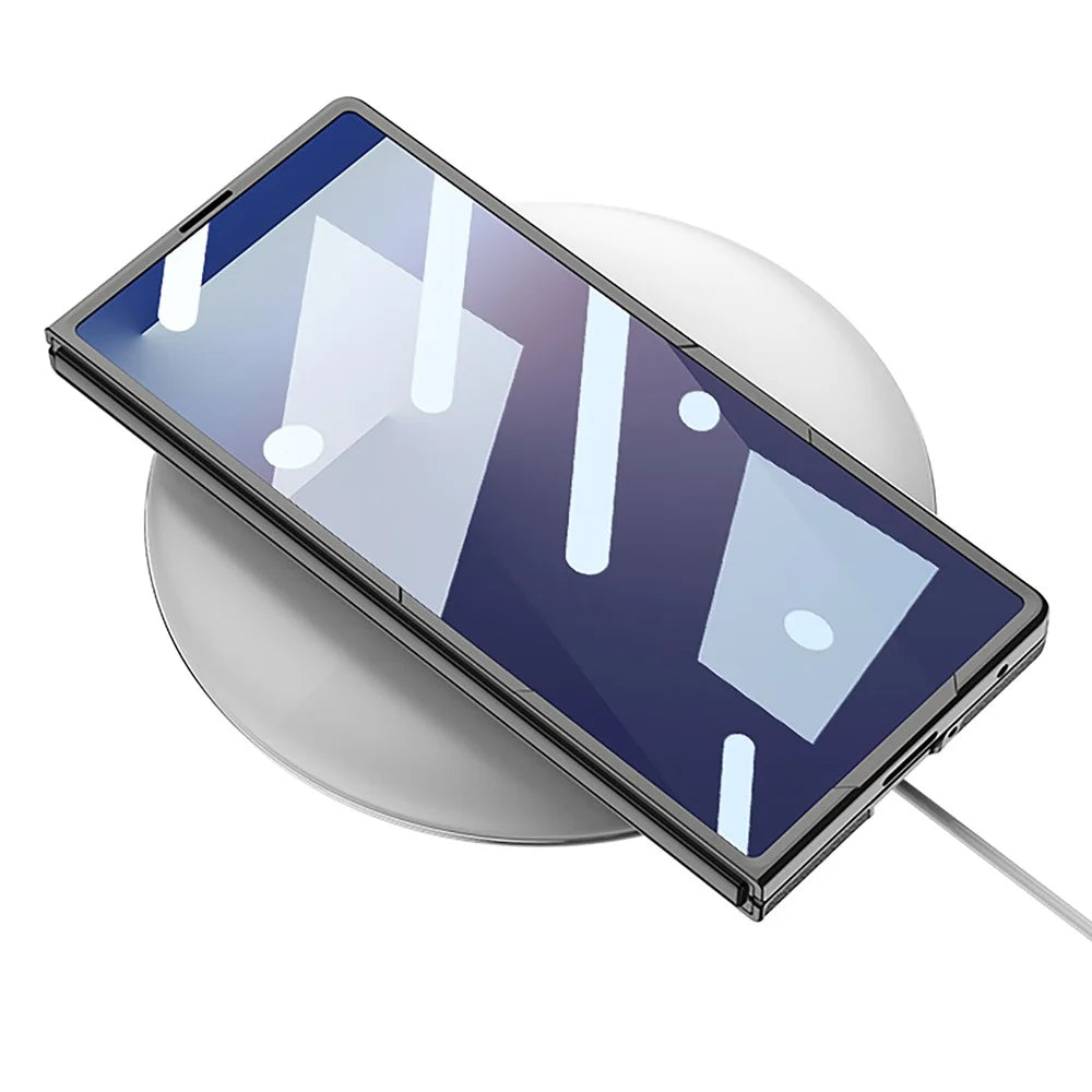 GKK For Samsung Galaxy Z Fold7 5G Magnetic Case PU Leather + PC Phone Cover with Tempered Glass Screen Film - Titanium Grey - 3