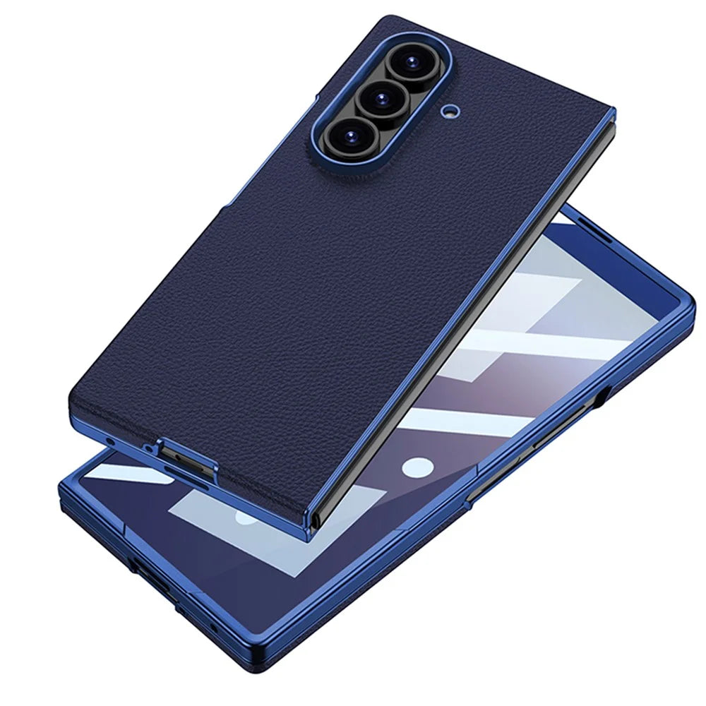 GKK For Samsung Galaxy Z Fold7 5G Magnetic Case PU Leather + PC Phone Cover with Tempered Glass Screen Film - Titanium Grey - 4