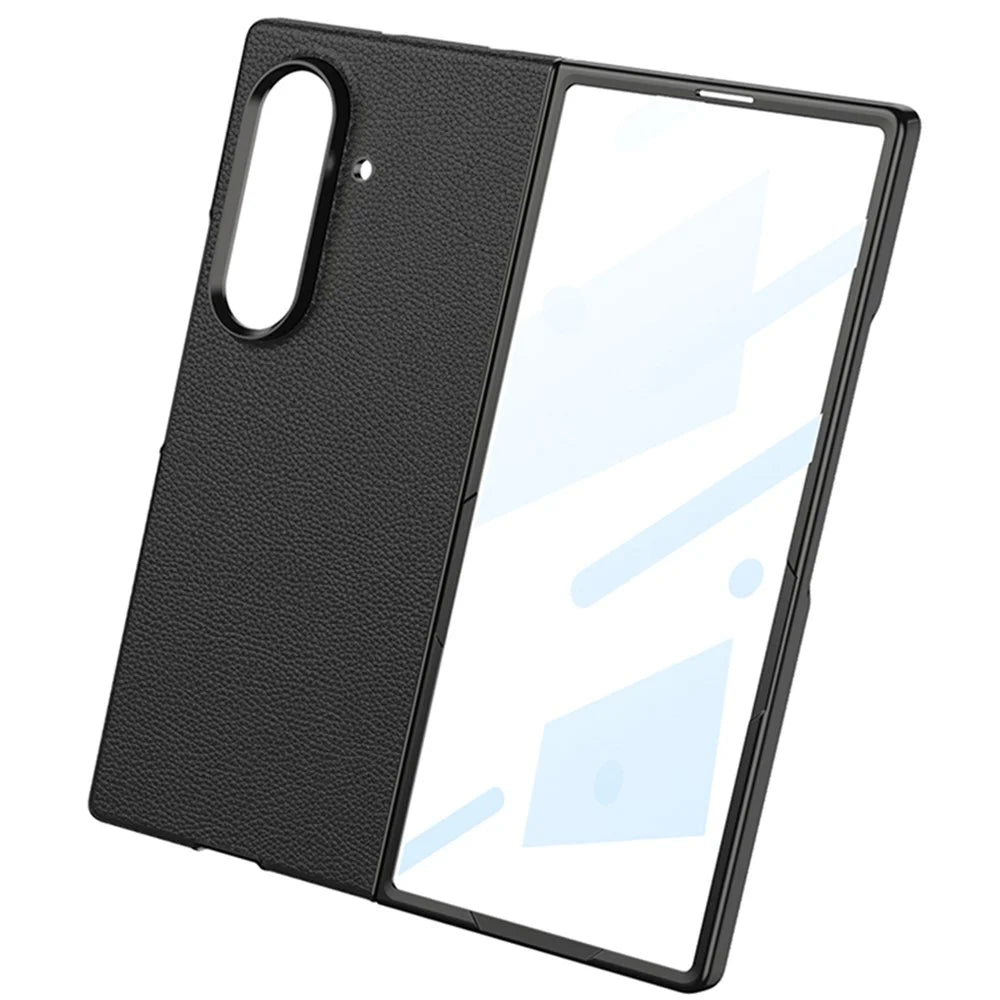 GKK For Samsung Galaxy Z Fold7 5G Magnetic Case PU Leather + PC Phone Cover with Tempered Glass Screen Film - Titanium Grey - 5