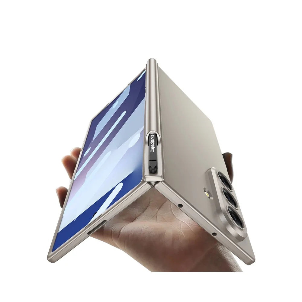 GKK For Samsung Galaxy Z Fold7 5G Case Magnetic Hinge PC Phone Cover with Stylus / Tempered Glass Screen Film - Titanium Grey - 3