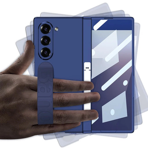 GKK For Samsung Galaxy Z Fold7 5G Case Magnetic Hinge Folding PC Phone Cover with Side Kickstand / Wrist Strap / Screen Protector - Grey - 2