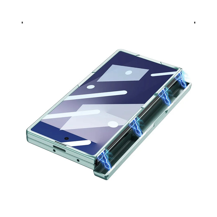 GKK For Samsung Galaxy Z Fold7 5G Case Magnetic Hinge Folding PC Phone Cover with Side Kickstand / Wrist Strap / Screen Protector - Grey - 4