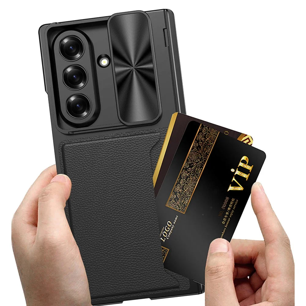 GKK For Samsung Galaxy Z Fold7 5G Case Kickstand Slide Camera Lid Card Holder PC Phone Cover with Tempered Glass Film - Grey - 4