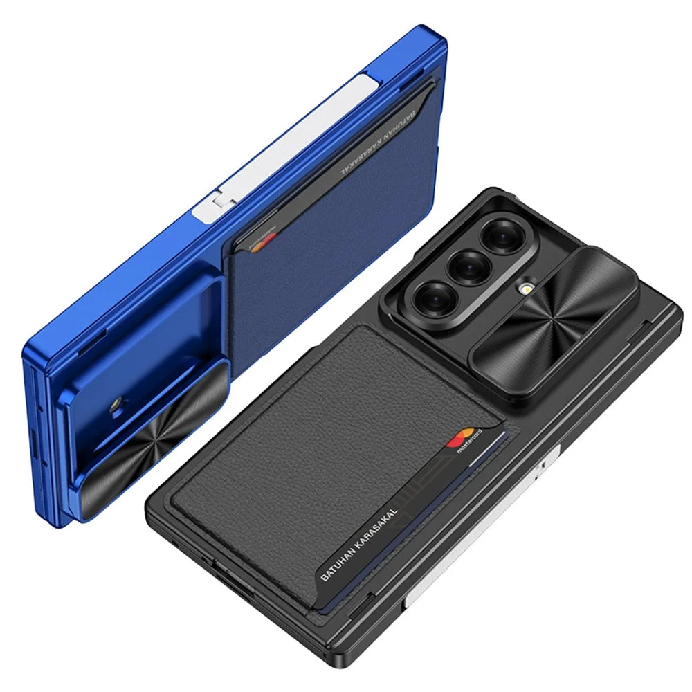 GKK For Samsung Galaxy Z Fold7 5G Case Kickstand Slide Camera Lid Card Holder PC Phone Cover with Tempered Glass Film - Grey - 6