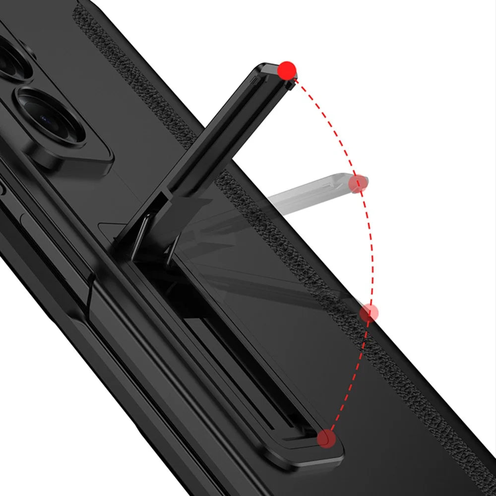 GKK For Samsung Galaxy Z Fold7 5G Case Magnetic Hinge Kickstand PC Phone Cover with Tempered Glass Film (without Stylus) - Midnight Green - 6