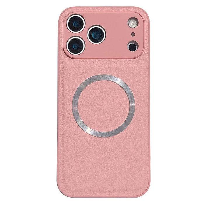 For iPhone 17 Pro Case PU Leather + PC + TPU Precise Cutout Phone Cover Compatible with MagSafe - Pink - 1