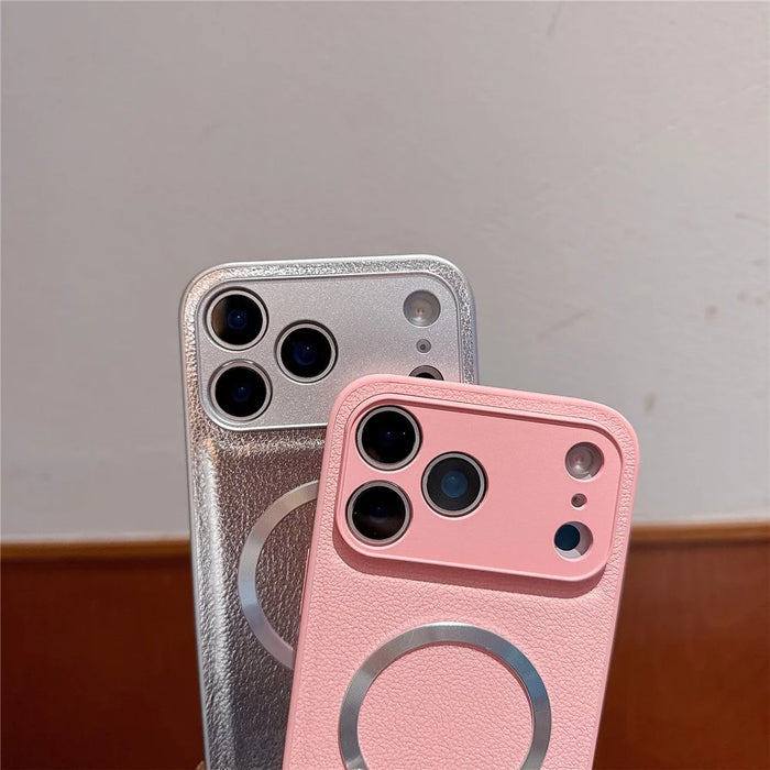 For iPhone 17 Pro Case PU Leather + PC + TPU Precise Cutout Phone Cover Compatible with MagSafe - Pink - 3