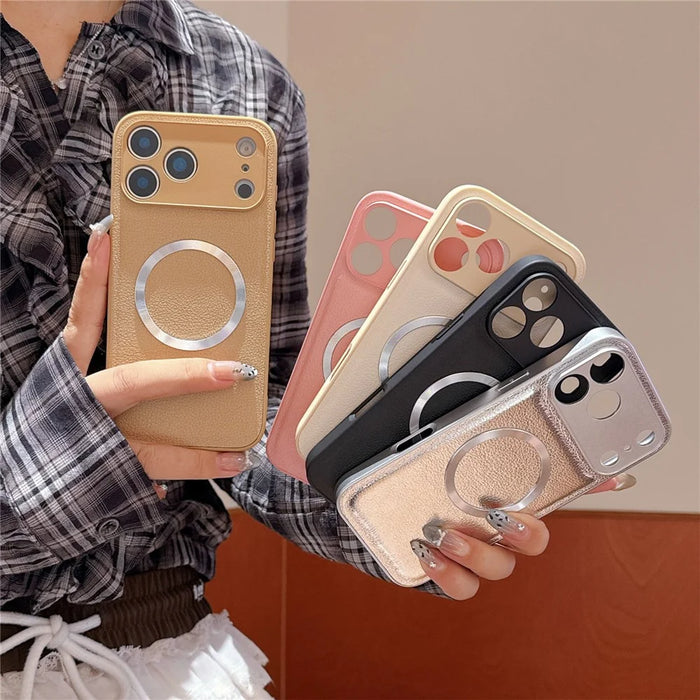 For iPhone 17 Pro Case PU Leather + PC + TPU Precise Cutout Phone Cover Compatible with MagSafe - Pink - 6