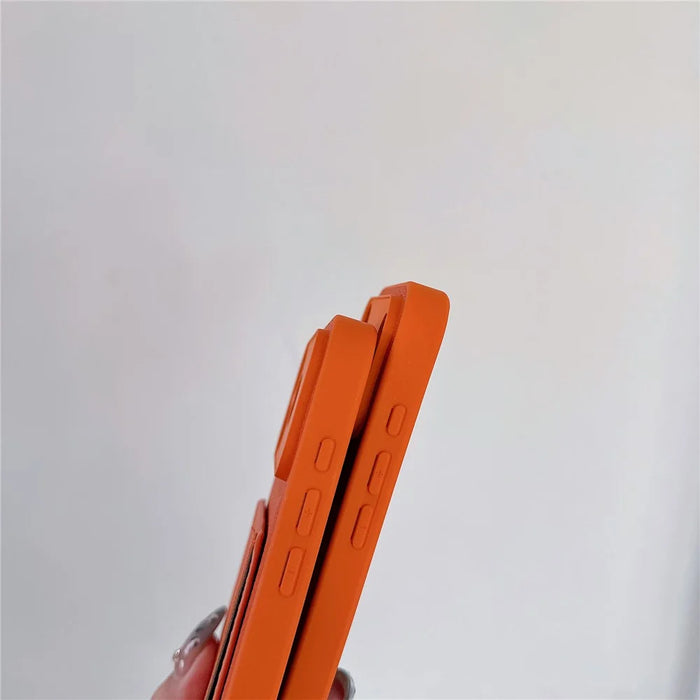For iPhone 17 Pro Max Case PU Leather TPU Card Holder Phone Cover - Orange U-shaped Card Holder - 6