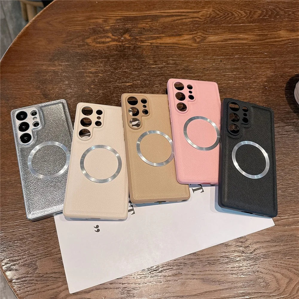 For Samsung Galaxy S25 Ultra Case PU Leather + PC + TPU Precise Cutout Phone Cover Magnetic Case - Pink - 7