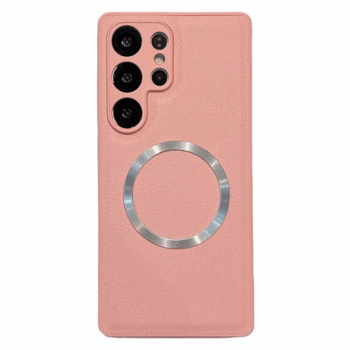For Samsung Galaxy S24 Ultra Case PU Leather + PC + TPU Precise Cutout Phone Cover Magnetic Case - Pink - 1