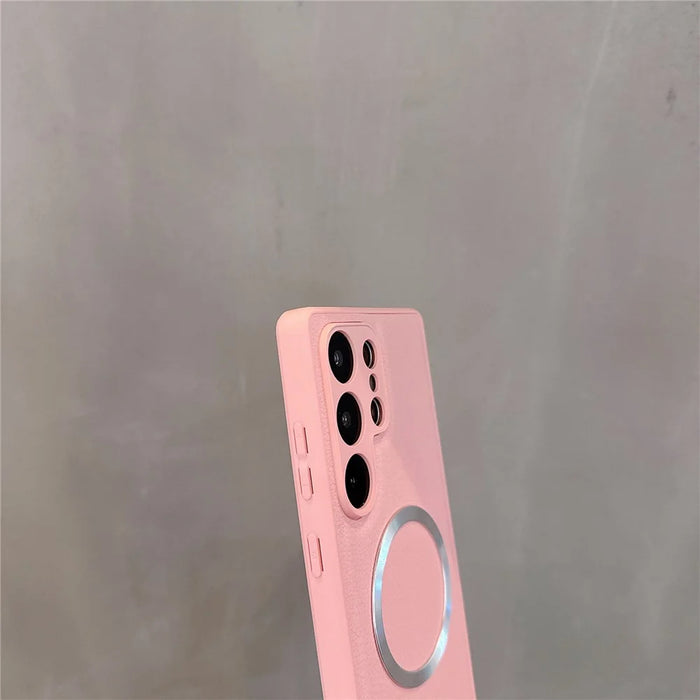 For Samsung Galaxy S24 Ultra Case PU Leather + PC + TPU Precise Cutout Phone Cover Magnetic Case - Pink - 4
