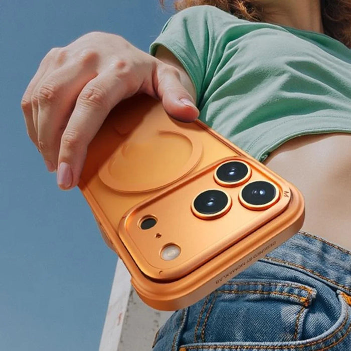MOMAX MAAP25 For iPhone 17 Pro Max Magnetic Case Airbag Shockproof PC + TPU Clear Phone Cover - Orange - 4