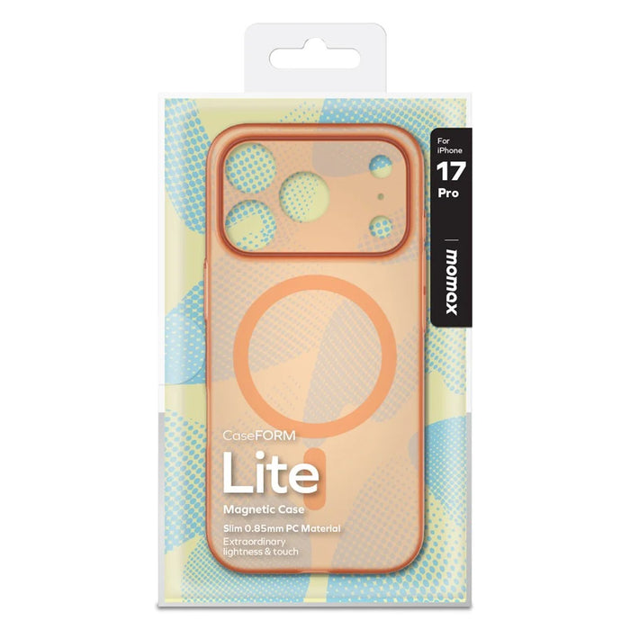 MOMAX MTAP25 For iPhone 17 Pro Magnetic Case Matte Ultra Slim PC Phone Cover - Transparent Orange - 6