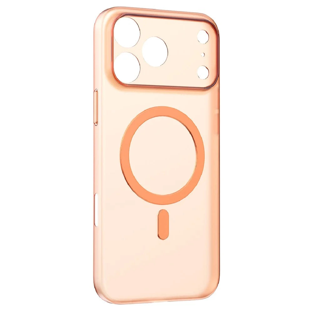 MOMAX MTAP25 For iPhone 17 Pro Max Magnetic Case Matte Ultra Slim PC Phone Cover - Transparent Orange - 1