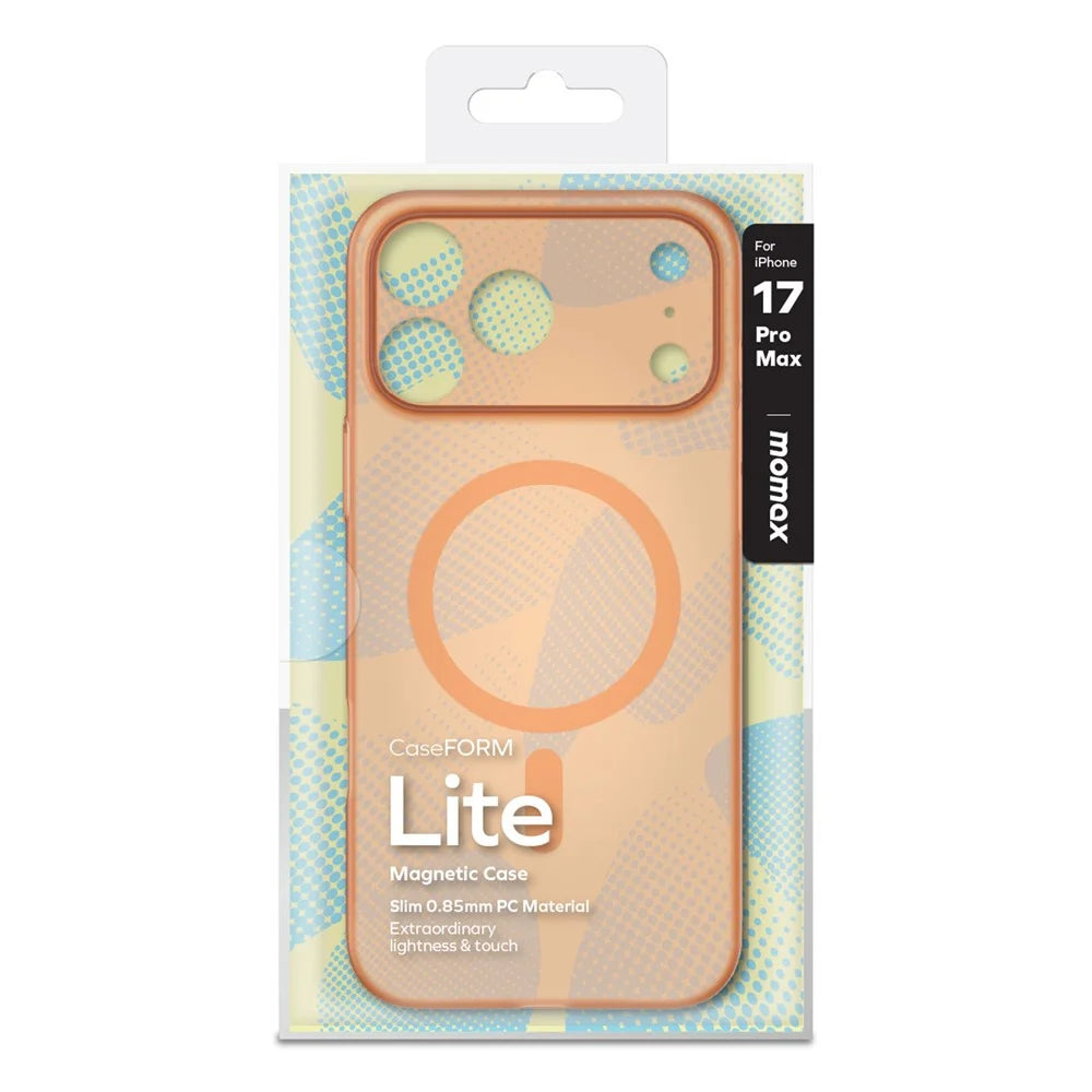 MOMAX MTAP25 For iPhone 17 Pro Max Magnetic Case Matte Ultra Slim PC Phone Cover - Transparent Orange - 6
