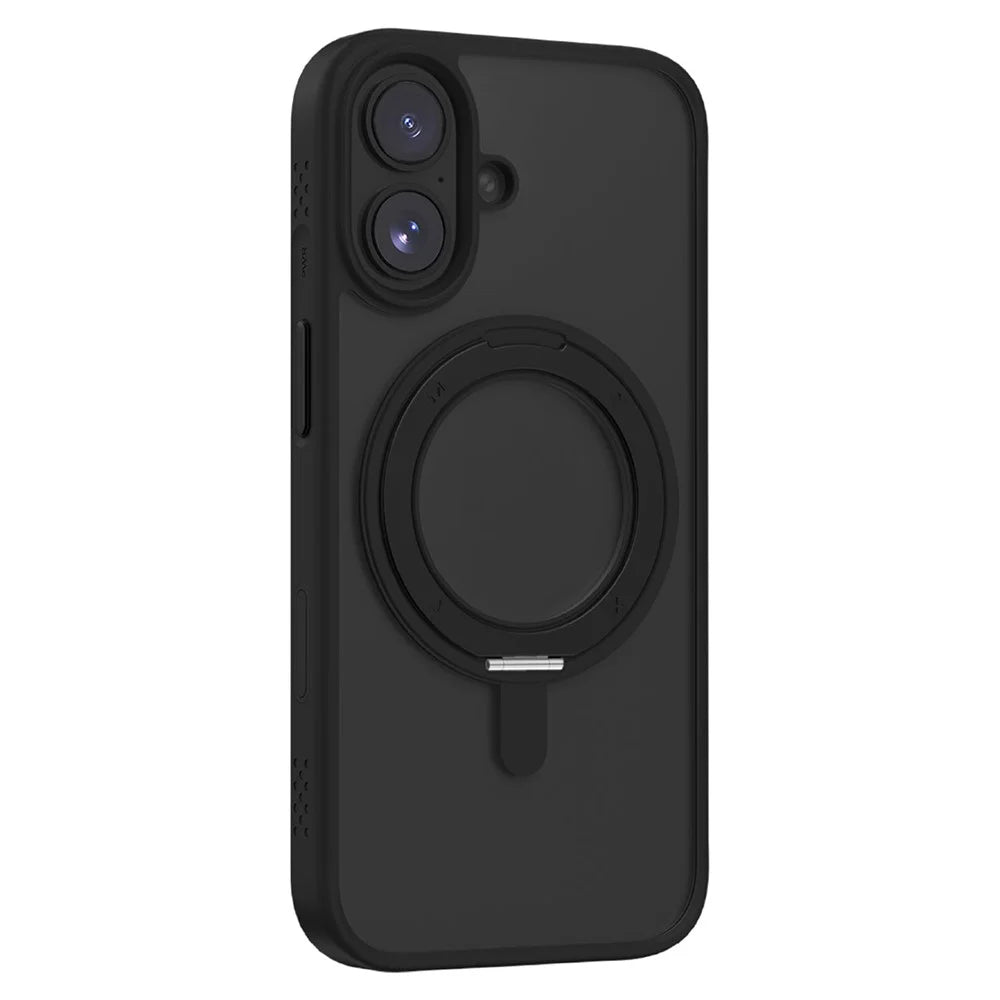 MOMAX MRAP25 For iPhone 17 Magnetic Case Matte TPU + PC Kickstand Phone Cover - Black - 1