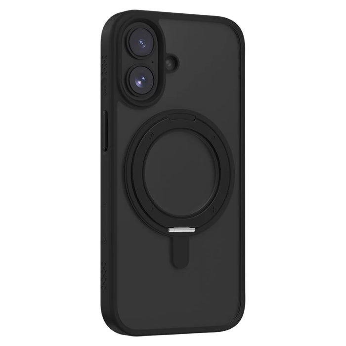 MOMAX MRAP25 For iPhone 17 Magnetic Case Matte TPU + PC Kickstand Phone Cover - Black - 1