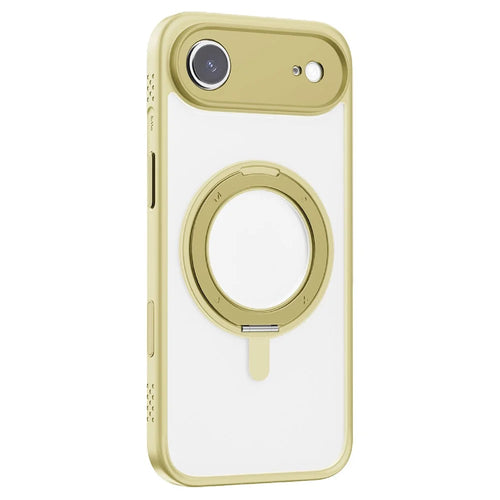 MOMAX MRAP25 For iPhone Air Magnetic Case Matte TPU + PC Kickstand Phone Cover - Yellow - 1