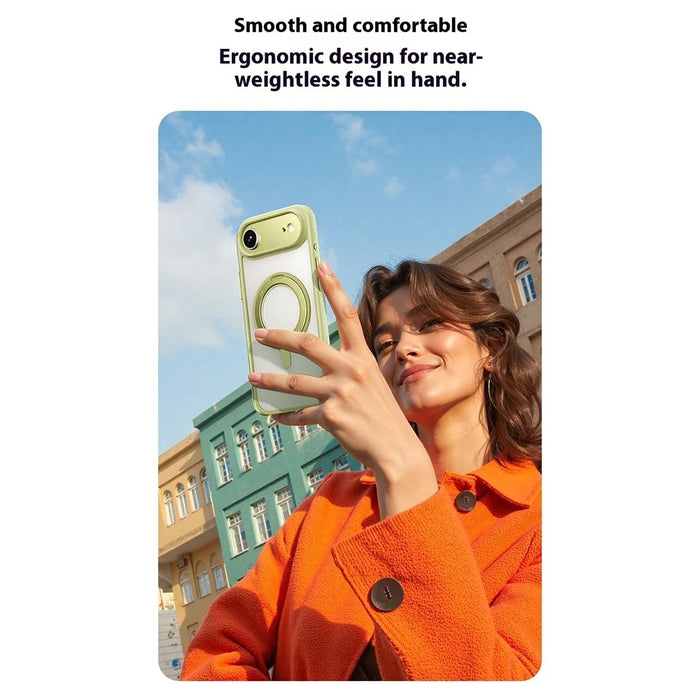 MOMAX MRAP25 For iPhone Air Magnetic Case Matte TPU + PC Kickstand Phone Cover - Yellow - 4