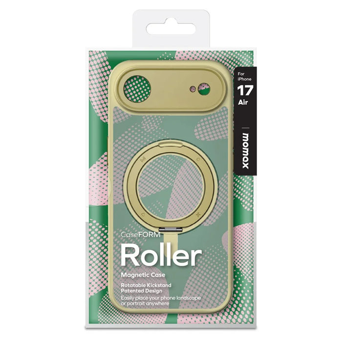 MOMAX MRAP25 For iPhone Air Magnetic Case Matte TPU + PC Kickstand Phone Cover - Yellow - 5