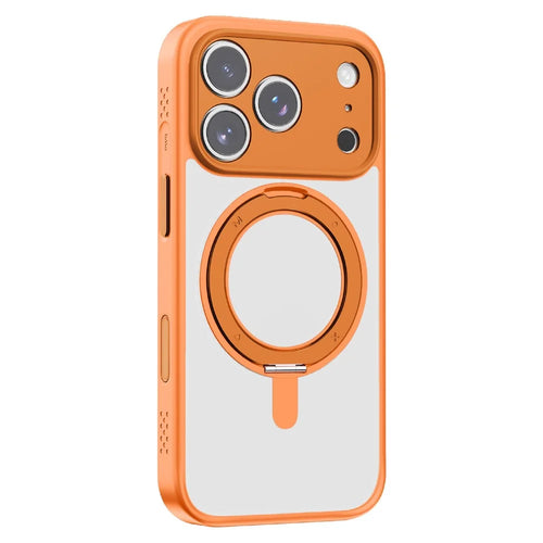 MOMAX MRAP25 For iPhone 17 Pro Magnetic Case Matte TPU + PC Kickstand Phone Cover - Orange - 1