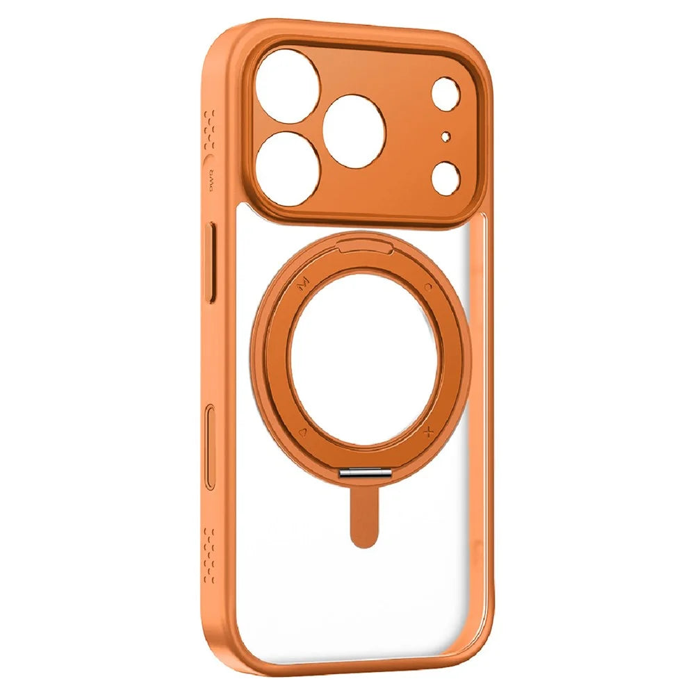 MOMAX MRAP25 For iPhone 17 Pro Magnetic Case Matte TPU + PC Kickstand Phone Cover - Orange - 2