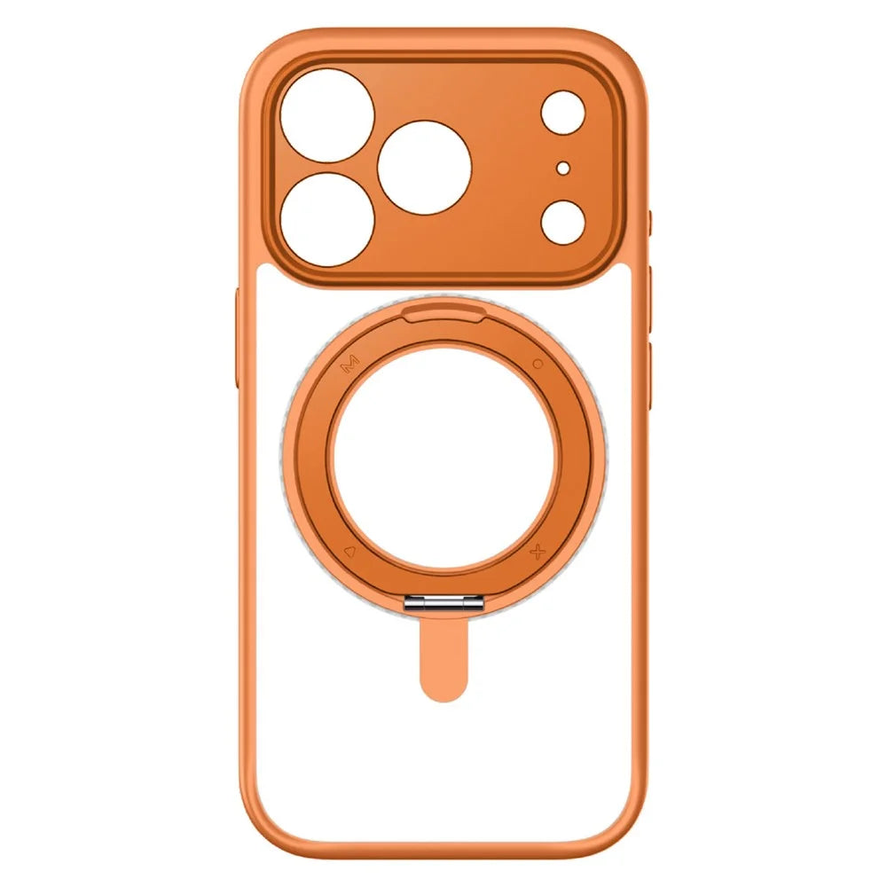MOMAX MRAP25 For iPhone 17 Pro Magnetic Case Matte TPU + PC Kickstand Phone Cover - Orange - 3