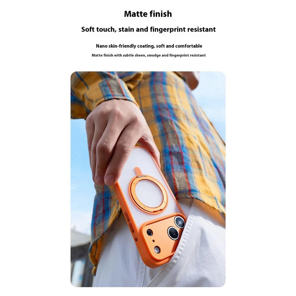 MOMAX MRAP25 For iPhone 17 Pro Magnetic Case Matte TPU + PC Kickstand Phone Cover - Orange - 7