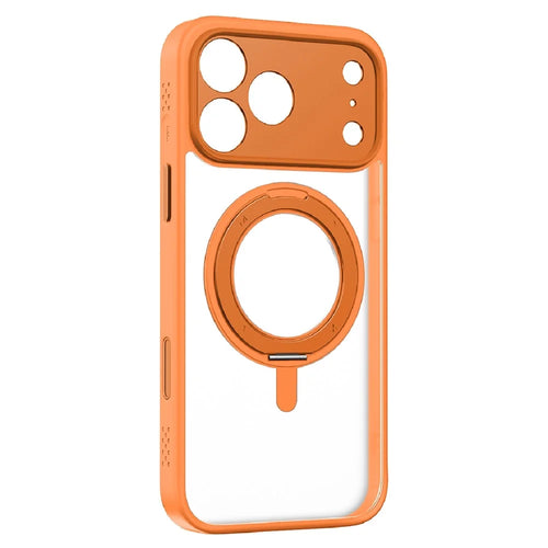 MOMAX MRAP25 For iPhone 17 Pro Max Magnetic Case Matte TPU + PC Kickstand Phone Cover - Orange - 1
