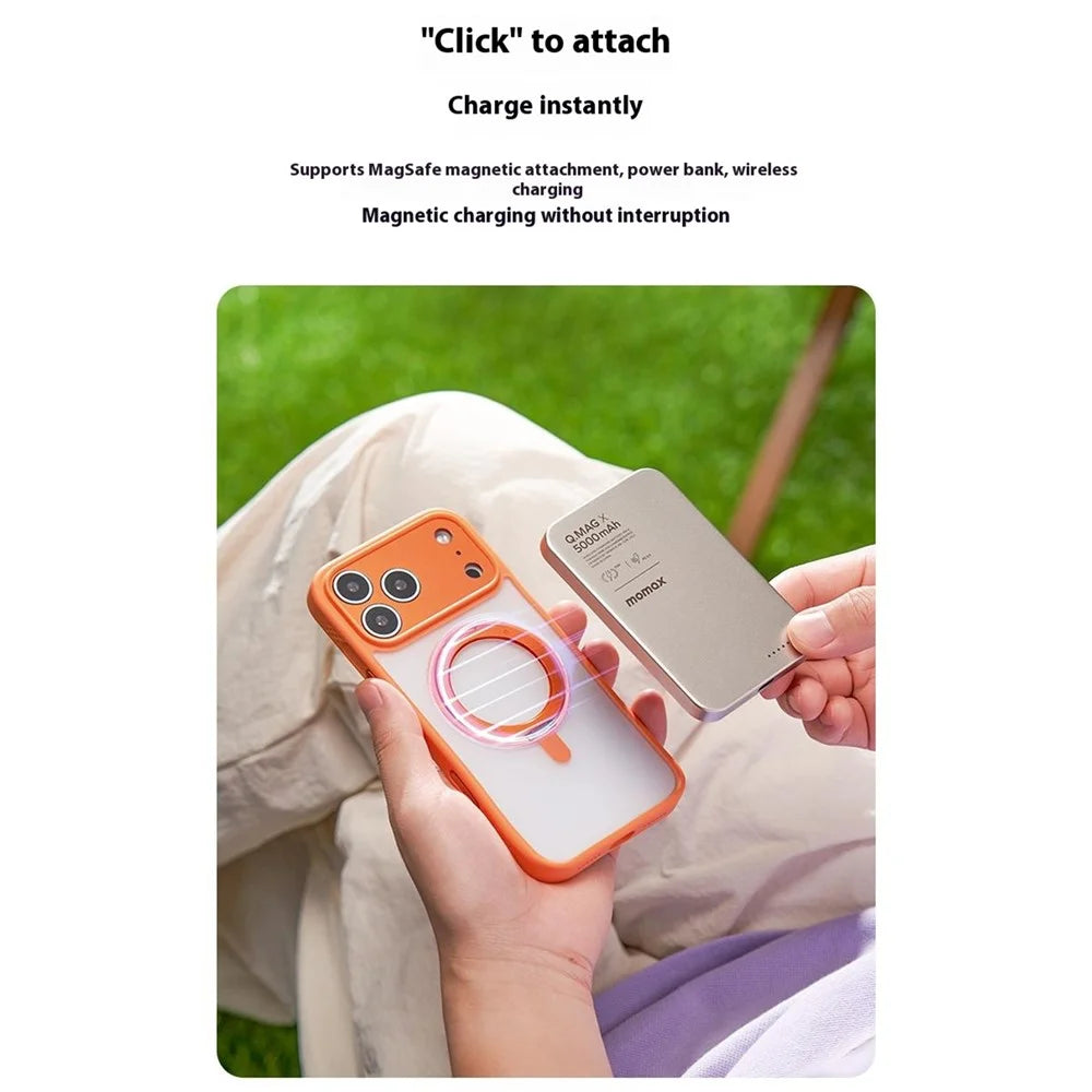 MOMAX MRAP25 For iPhone 17 Pro Max Magnetic Case Matte TPU + PC Kickstand Phone Cover - Orange - 7