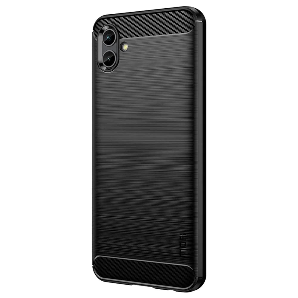 MOFI JK TPU Series-1 for Samsung Galaxy A04 4G (164.4 x 76.3 x 9.1 mm) Brushed Phone Cover Carbon Fiber Texture Anti-scratch Flexible TPU Protective Case - Black - 1