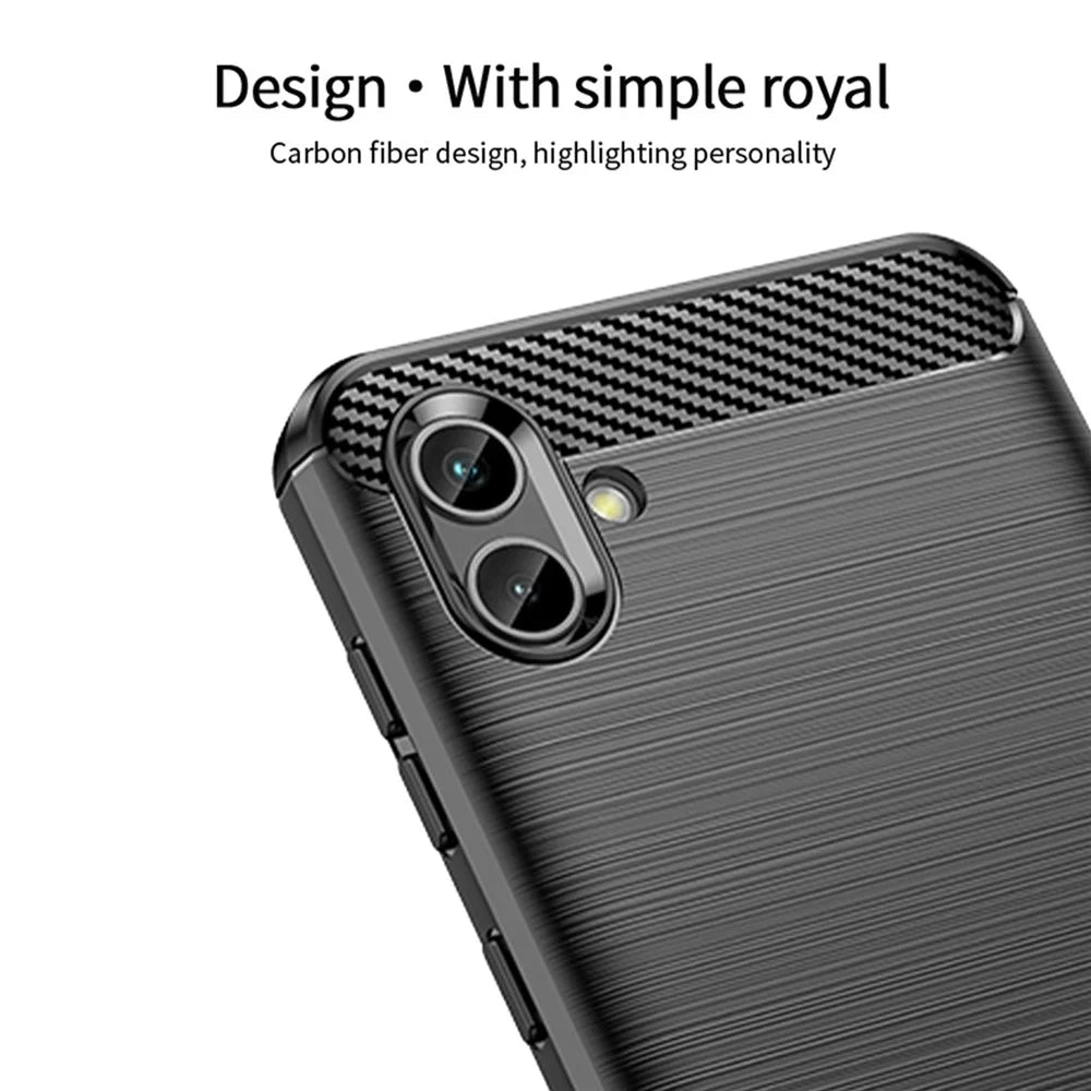 MOFI JK TPU Series-1 for Samsung Galaxy A04 4G (164.4 x 76.3 x 9.1 mm) Brushed Phone Cover Carbon Fiber Texture Anti-scratch Flexible TPU Protective Case - Black - 4